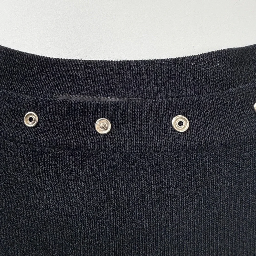 J.A.C. Black Grommet Neckline Sweater Womens XL 3/4 Sleeve‎ Knit Top